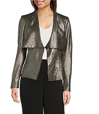 Donna Karan Novelty Envelope Collar Long Sleeve Belted Jacket