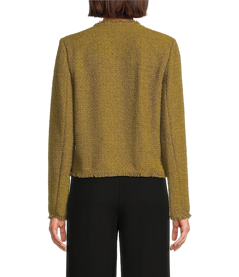 Donna Karan Novelty Frayed Tweed Open Front jacket
