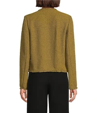 Donna Karan Novelty Frayed Tweed Open Front jacket