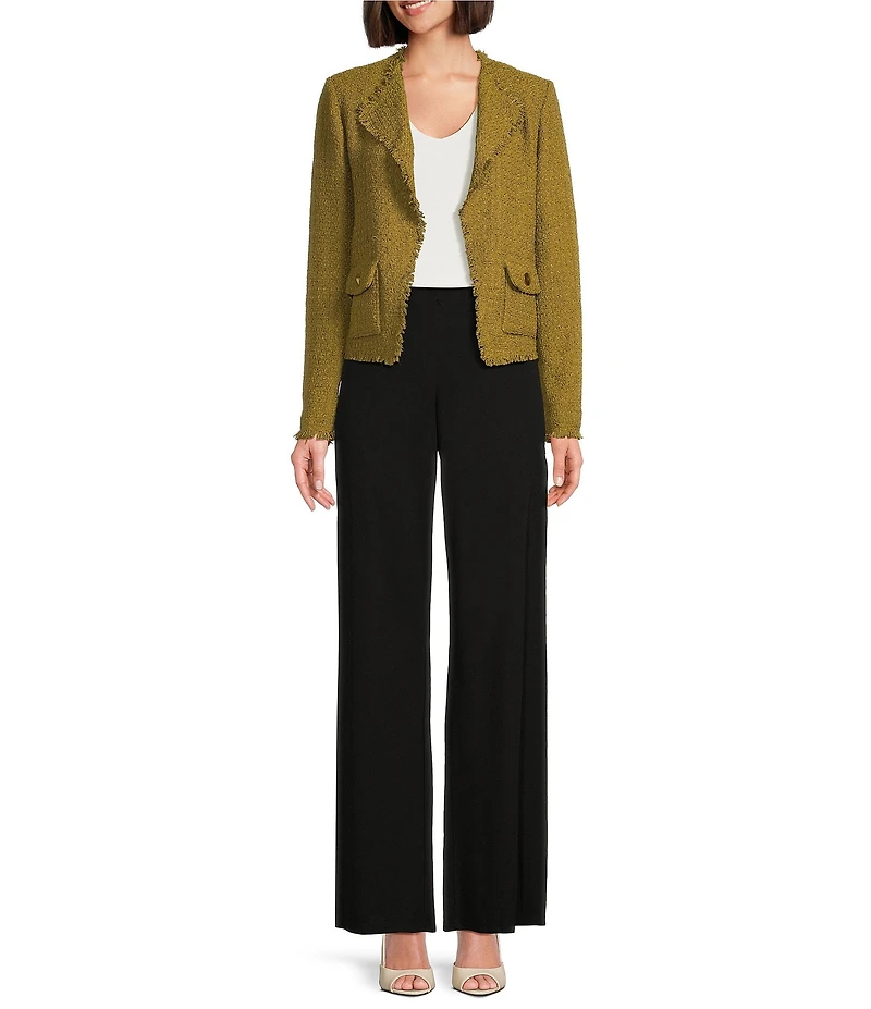 Donna Karan Novelty Frayed Tweed Open Front jacket