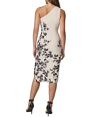 Donna Karan One shoulder Floral Midi Dress