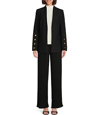 Donna Karan Open Front Hardware Button Sleeve Blazer