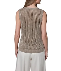 Donna Karan Open Weave Crew Neck Sleeveless Top