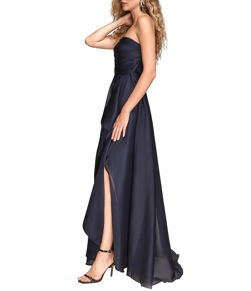 Donna Karan Organza Strapless Ruffled Gown
