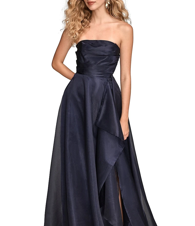 Donna Karan Organza Strapless Ruffled Gown