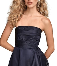 Donna Karan Organza Strapless Ruffled Gown
