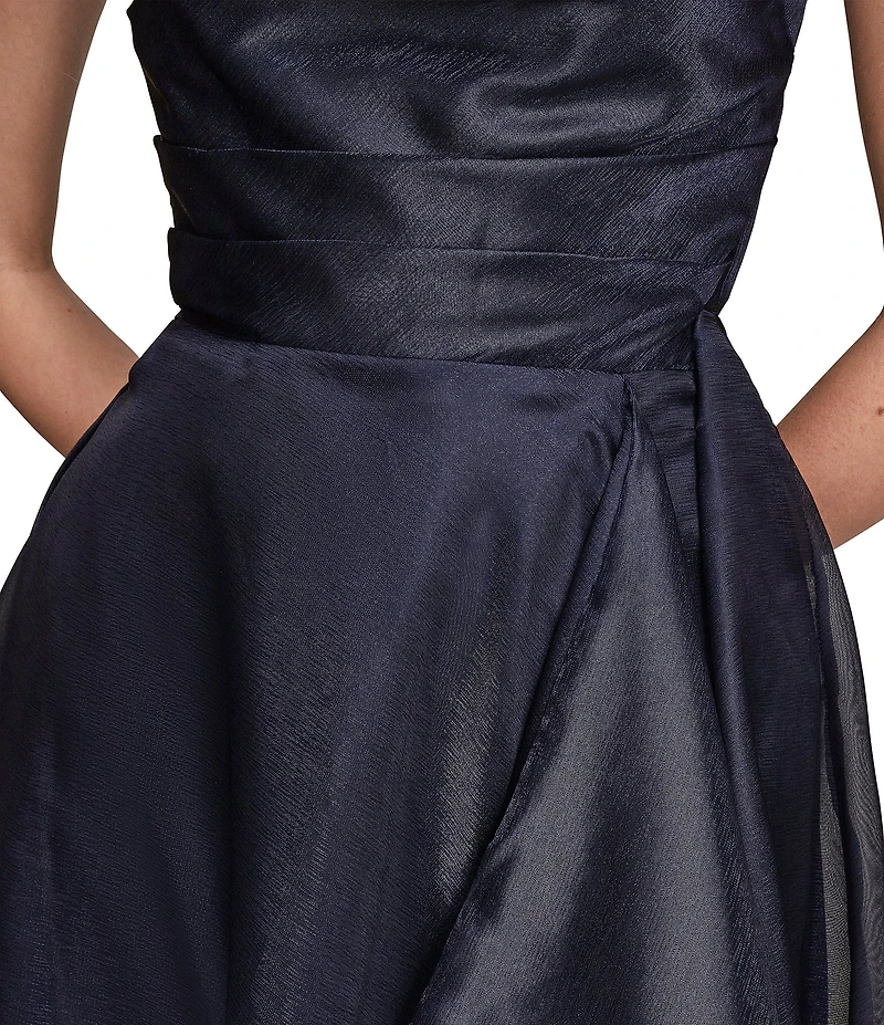 Donna Karan Organza Strapless Ruffled Gown
