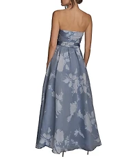 Donna Karan Organza Sweetheart Neck Strapless Tie Sash Bow Gown