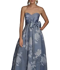 Donna Karan Organza Sweetheart Neck Strapless Tie Sash Bow Gown