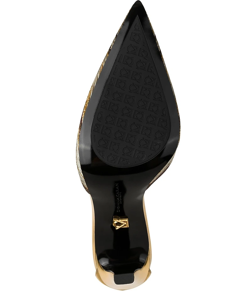 Donna Karan Patricia Quarter Stripe High Heel Ankle Strap Dress Pumps