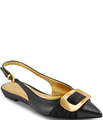 Donna Karan Perilynn Satin Ornament Slingback Flats