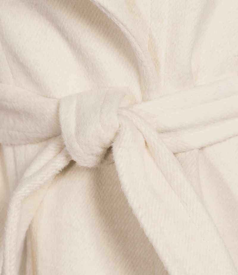 Donna Karan Petite Size Wool Blend Asymmetrical Wing Collar Belted Wrap Coat