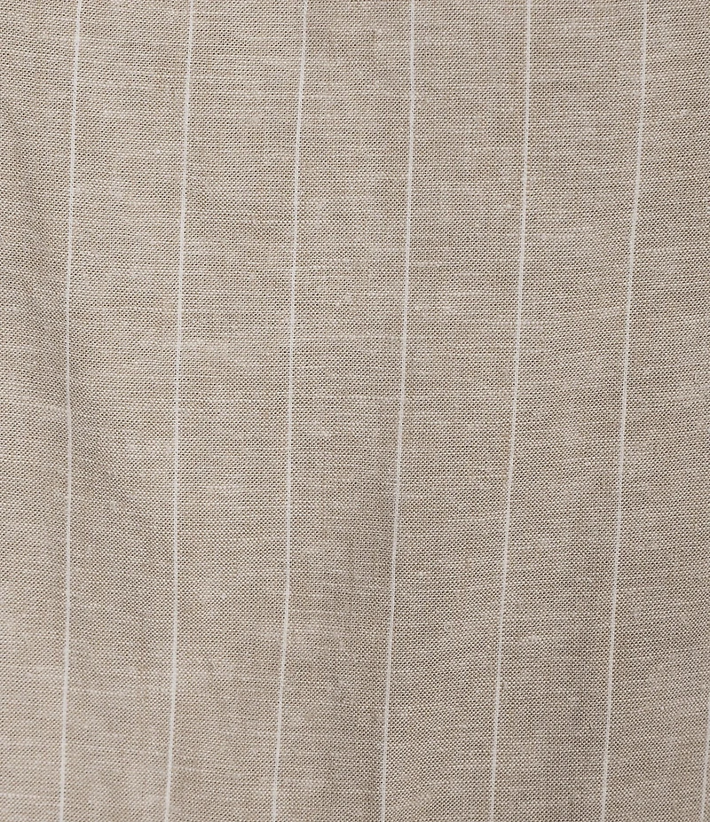Donna Karan Pinstripe Linen Blend Square Neck Sleeveless Cutout Back Smocked A-Line Midi Dress