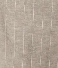 Donna Karan Pinstripe Linen Blend Square Neck Sleeveless Cutout Back Smocked A-Line Midi Dress