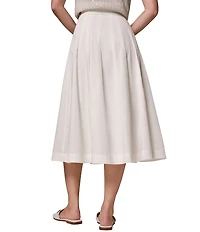 Donna Karan Pleated Cotton Poplin Midi A-Line Skirt