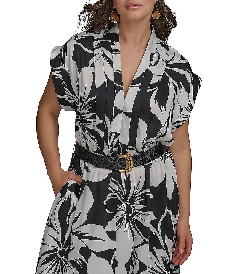 Donna Karan Plus Size Belted Midi Dress