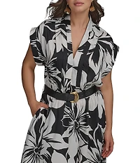 Donna Karan Plus Size Belted Midi Dress