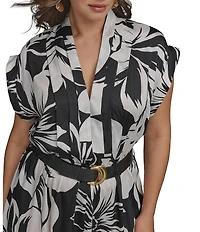 Donna Karan Plus Size Belted Midi Dress