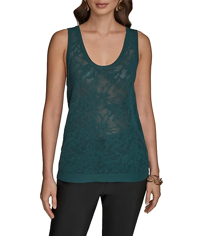 Donna Karan Pointelle Scoop Neck Tank