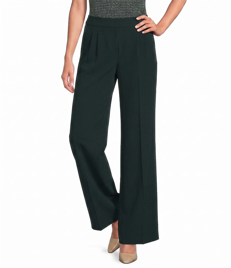Donna Karan Polish Suiting Mid Rise Flat Front Wide Leg Pants