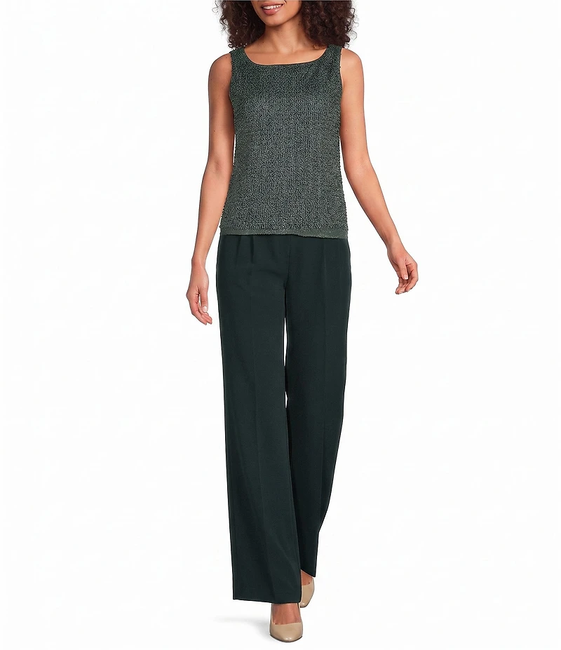 Donna Karan Polish Suiting Mid Rise Flat Front Wide Leg Pants