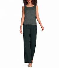 Donna Karan Polish Suiting Mid Rise Flat Front Wide Leg Pants