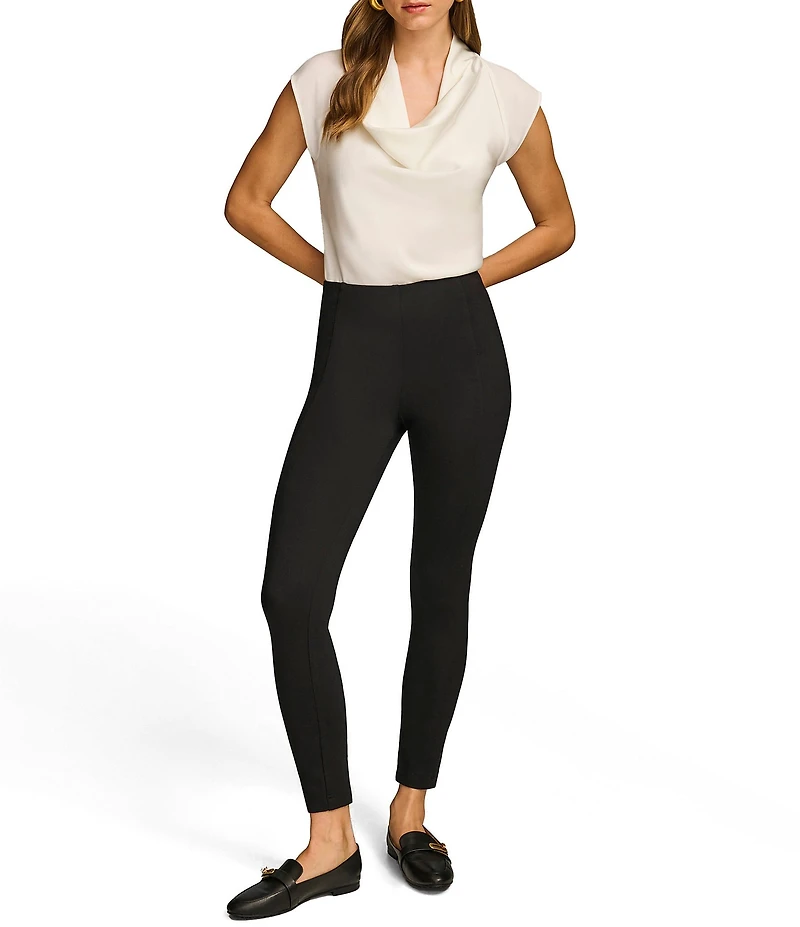 Donna Karan Ponte Mid Rise Pull-On Skinny Leg Ankle Pants
