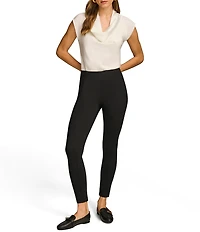 Donna Karan Ponte Mid Rise Pull-On Skinny Leg Ankle Pants
