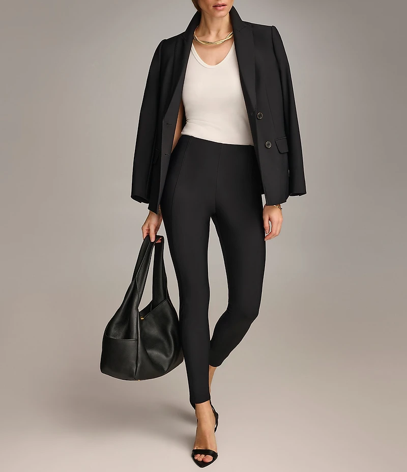 Donna Karan Ponte Mid Rise Pull-On Skinny Leg Ankle Pants