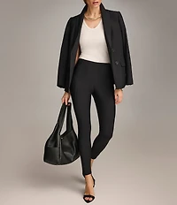 Donna Karan Ponte Mid Rise Pull-On Skinny Leg Ankle Pants