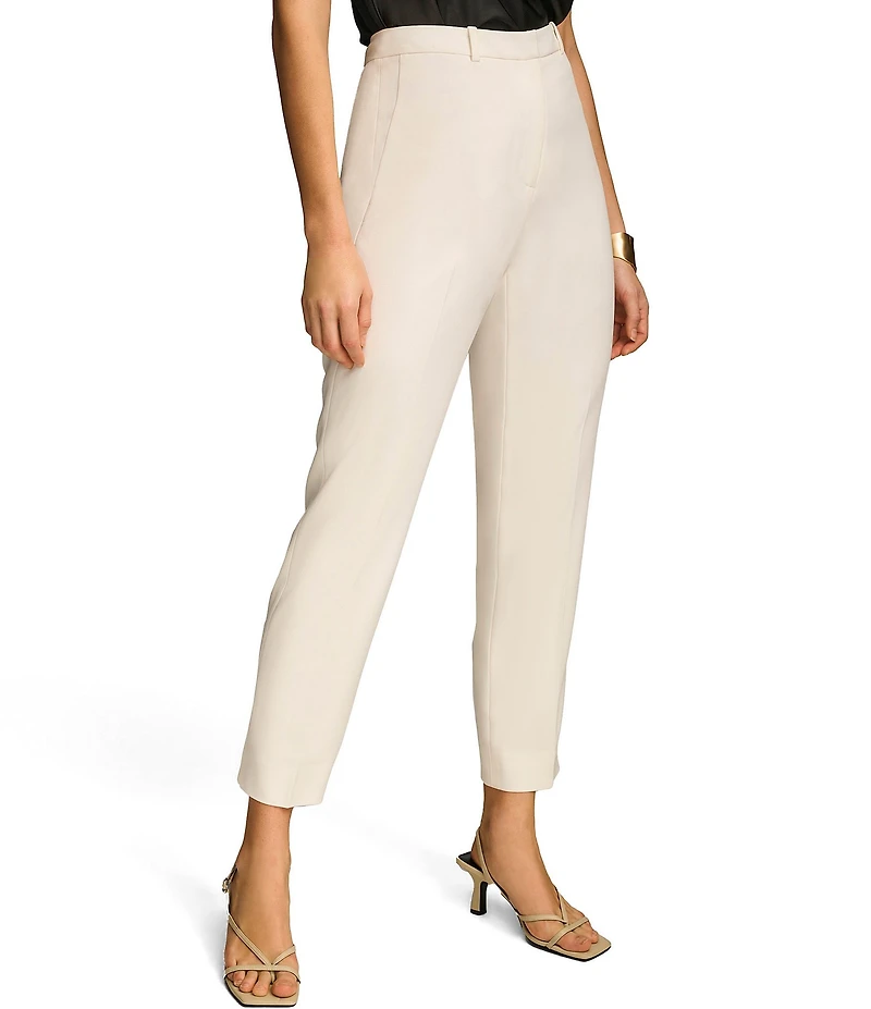 Donna Karan Ponte Pleated Slim Leg Faux Pocket Pants