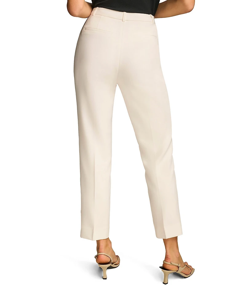Donna Karan Ponte Pleated Slim Leg Faux Pocket Pants