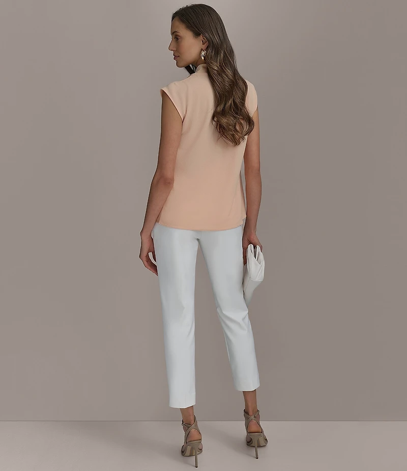 Donna Karan Ponte Pleated Slim Leg Faux Pocket Pants