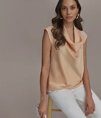 Donna Karan Ponte Pleated Slim Leg Faux Pocket Pants