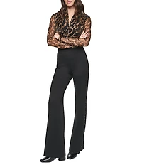 Donna Karan Ponte Flare Leg Studded Pull On Pants