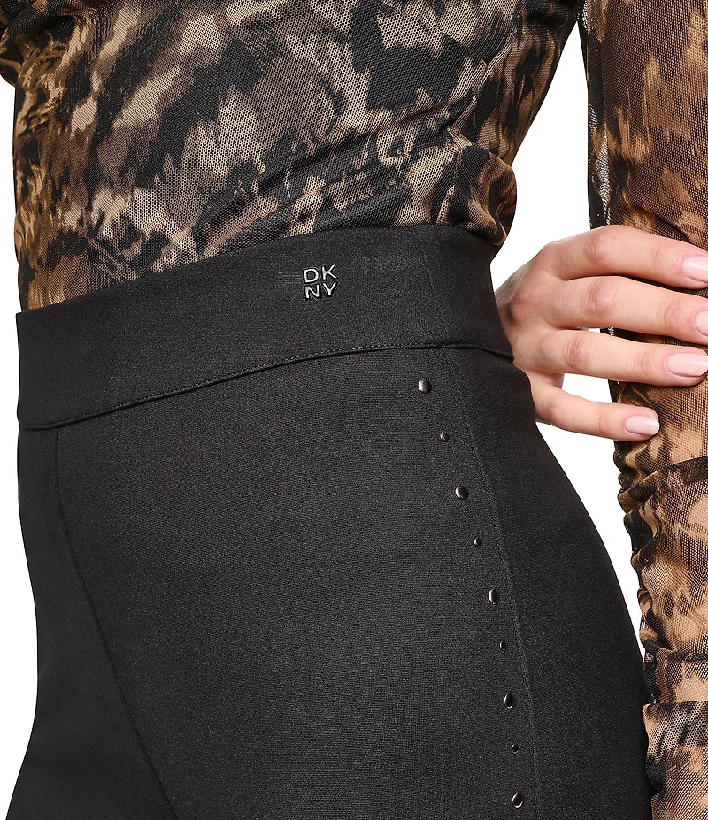 Donna Karan Ponte Flare Leg Studded Pull On Pants