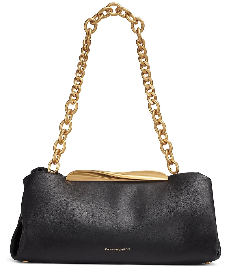 Donna Karan Poplin Leather Shoulder Bag