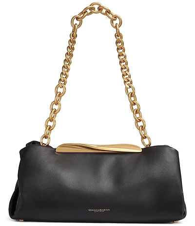 Donna Karan Poplin Leather Shoulder Bag
