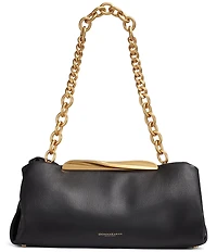 Donna Karan Poplin Leather Shoulder Bag