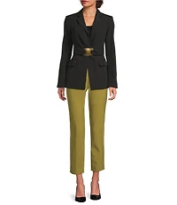 Donna Karan Precision Ponte Slim Leg Ankle Length Pants