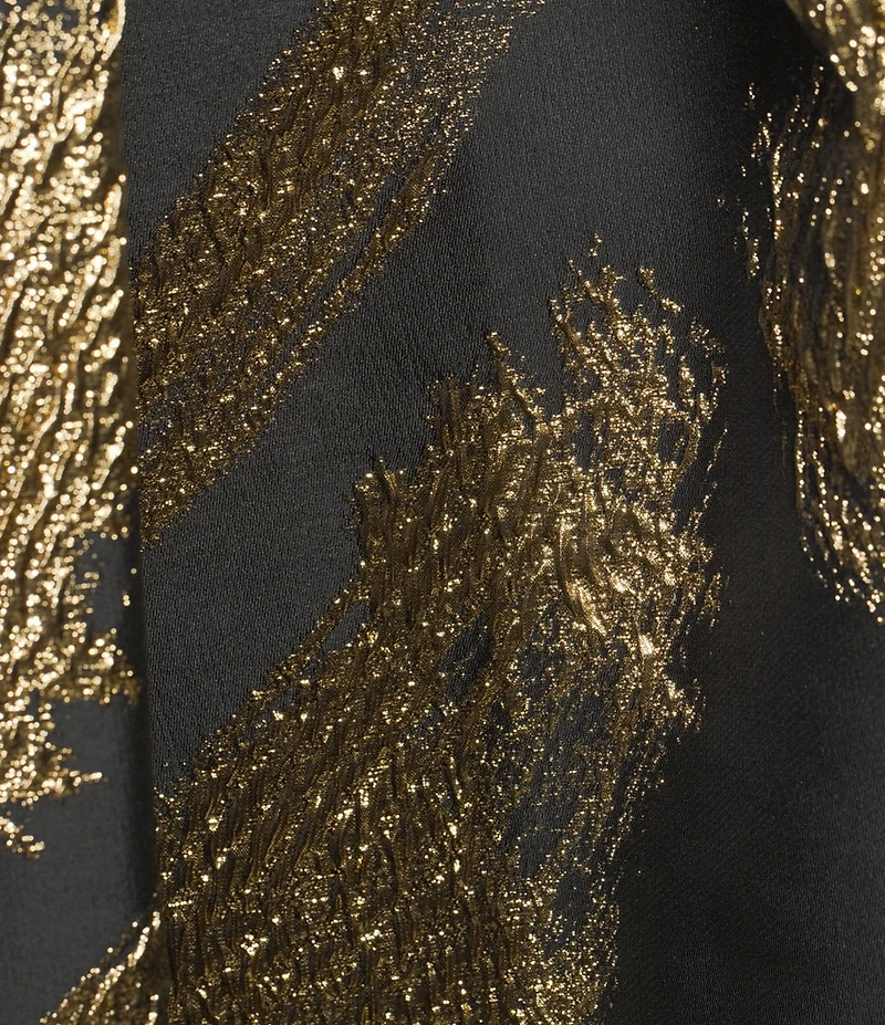 Donna Karan Printed Brocade Strapless Sleeveless Long Pleated Gown