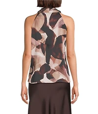 Donna Karan Printed Cowl Neck Sleeveless Top