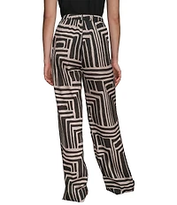 Donna Karan Coordinating Printed Satin Back Crepe Wide Leg Pants