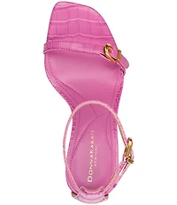 Donna Karan Pryce Croco Embossed Ankle Wrap Dress Sandals