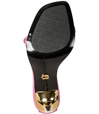 Donna Karan Pryce Croco Embossed Ankle Wrap Dress Sandals