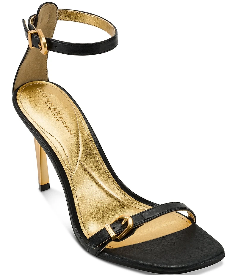Donna Karan Pryce Leather Ankle Wrap Dress Sandals