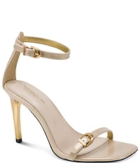 Donna Karan Pryce Patent Ankle Wrap Dress Sandals