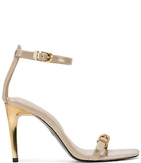 Donna Karan Pryce Patent Ankle Wrap Dress Sandals