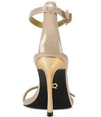 Donna Karan Pryce Patent Ankle Wrap Dress Sandals