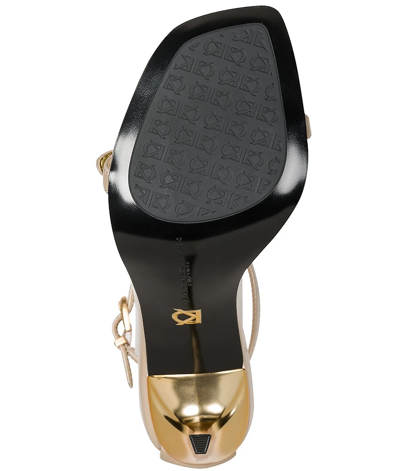 Donna Karan Pryce Patent Ankle Wrap Dress Sandals